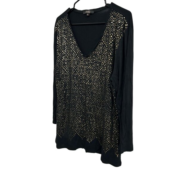 Alex Marie Black Gold Long Sleeve Top With V-Neck Sz XL - Picture 3 of 8